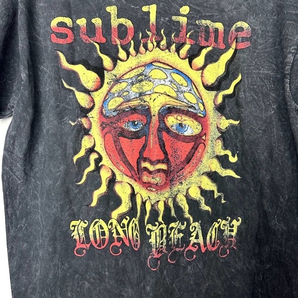 Sublime NWOT Unisex Long Beach Black Crew Neck Short Sleeve Casual T-Shirt L - Picture 2 of 5